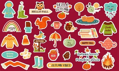 Autumn stickers collection with cozy seasonal elements. All stickers ...