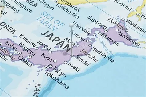 Close Up To a Sendai City with a White Pin Needle into Japan Map Stock ...