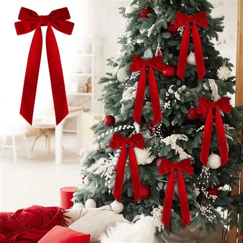 12Pcs Velvet Ribbon Bows for Christmas Tree, Vintage Rustic Small Craft ...