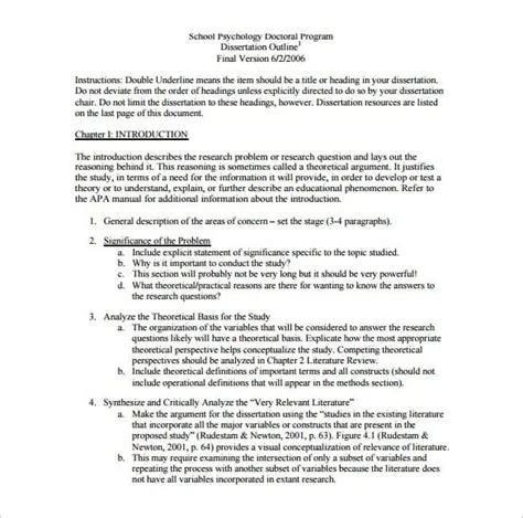 9+ Dissertation Outline Template - DOC, PDF