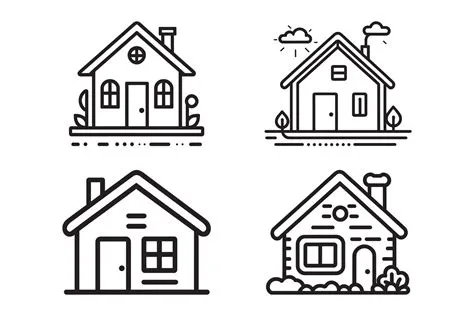 Home Icon set, Illustration of house icons, Black and white house icon ...