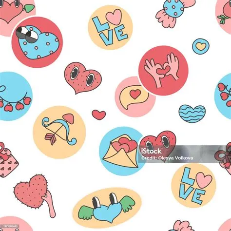 Nahtloses Muster Verschiedene Patches Pins Stempel Oder Sticker Lustige ...