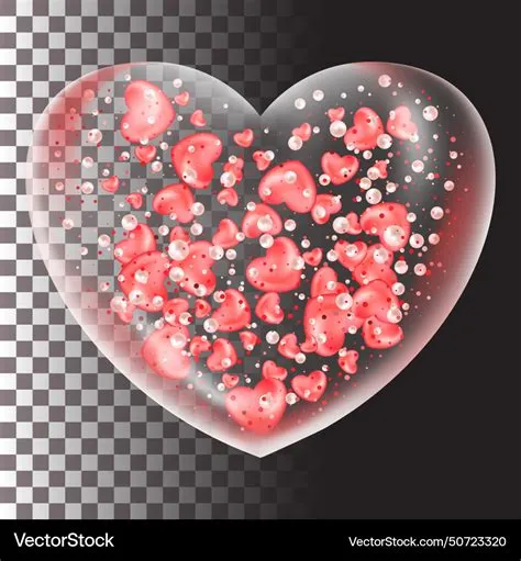 Red realistic glass heart plastic transparent Vector Image
