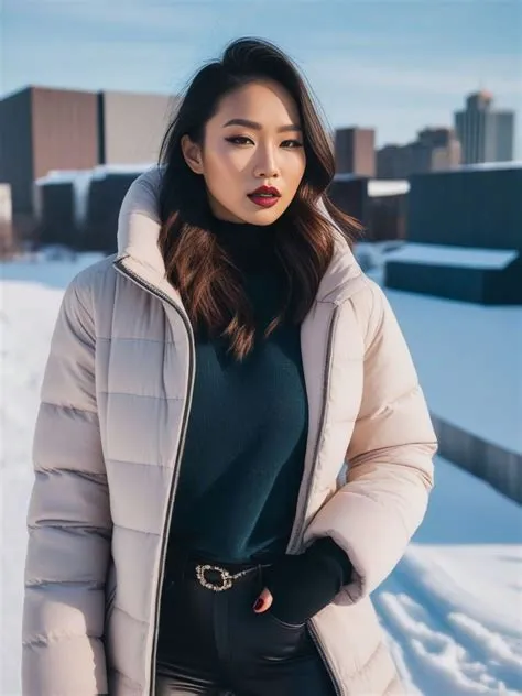 A Northern Asian Instagram Model in a Snowy Urban Landscape | Pincel