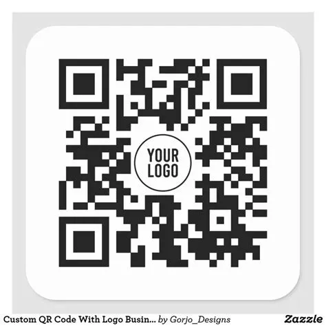 Custom QR Code With Logo Business Square Sticker | Zazzle | Qr code ...