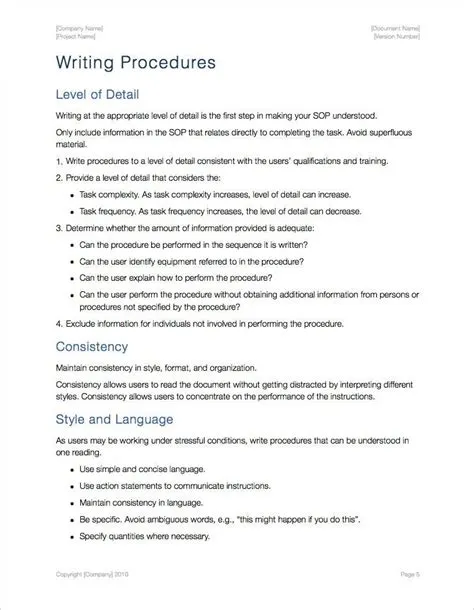 Simple Standard Operating Procedure Template Microsoft Word | Template ...