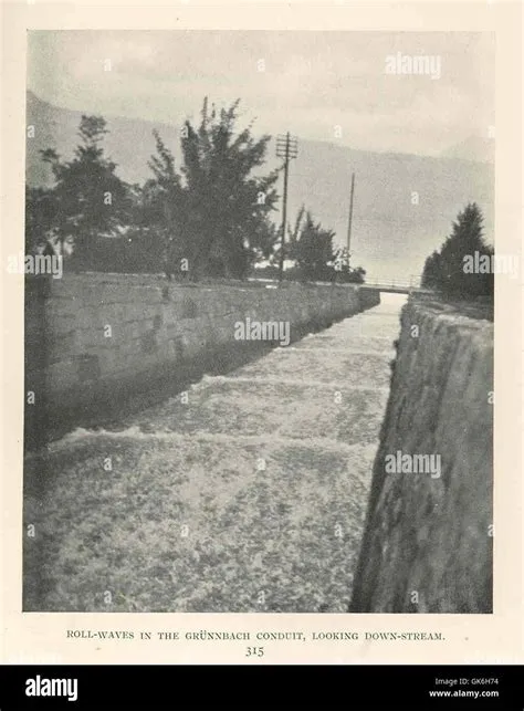 38021 Roll-Waves in the Grunnbach Conduit, Looking Down-Stream Stock ...