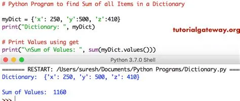 Python Program to find Sum of Items in a Dictionary