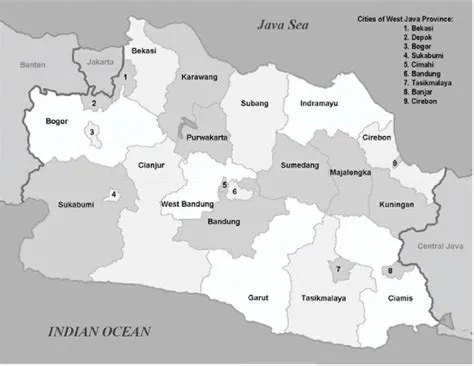 MAP OF WEST JAVA PROVINCE SHOWING DISTRICTS AND MUNICIPALITIES ...
