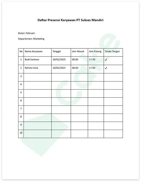 Presensi atau Absensi? Jenis, Fungsi & Contoh Template | Cake