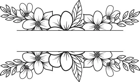 Free Floral Line Art Frame: Vector Goodness! | Flower pattern drawing ...