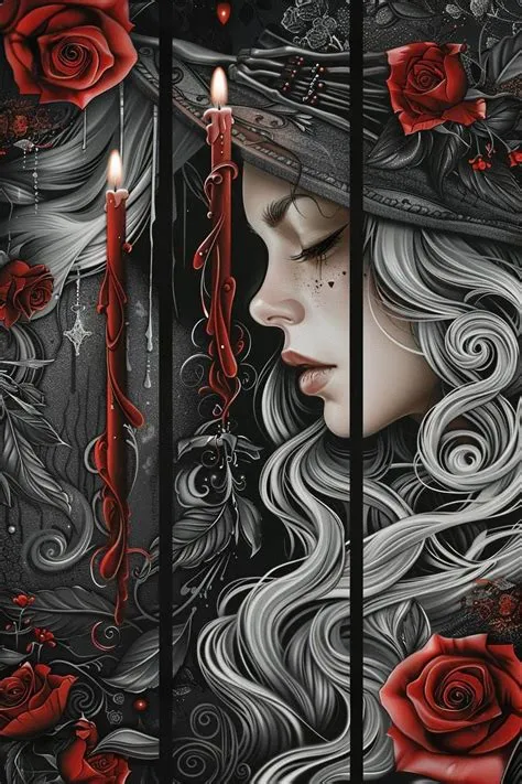 Goth Witch With Red Roses Cross Stitch Pattern. Instant PDF Download ...