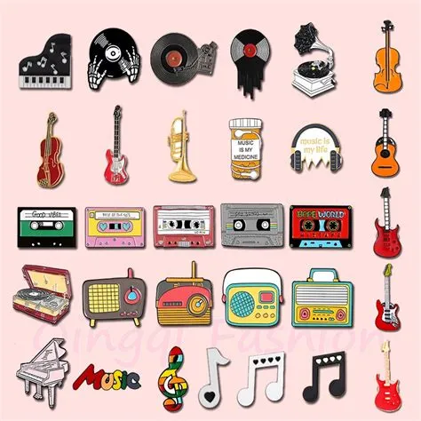 Punk Music Lovers Enamel Pins Tape Cassette DJ Vinyl Record Player ...