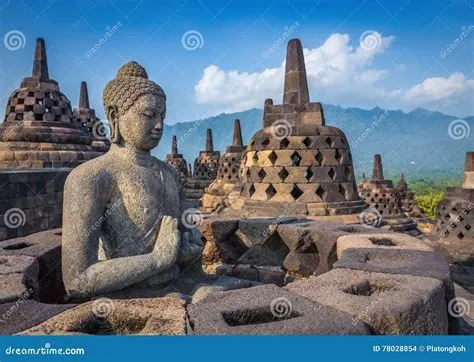 Buddha Statue in Borobudur Temple, Java Island, Indonesia. Stock Photo ...