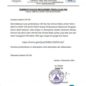 Pemberitahuan Mekanisme Pengajuan PIN Mahasiswa FEBI 2024 | Fakultas ...