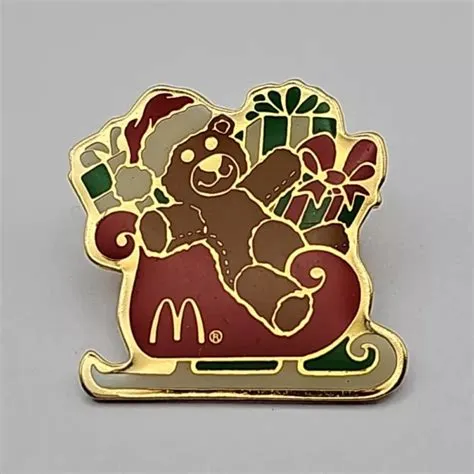 MCDONALD'S EMPLOYEE PROMOTIONAL Pin Presents Teddy Bear Sleigh ...