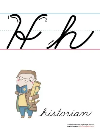 The Letter H In Cursive - Printable Poster | Cursive alphabet printable ...