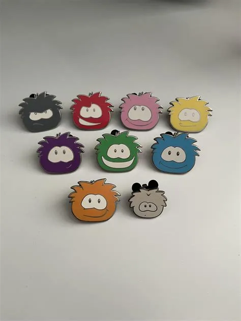 Hi everyone! My completed puffle pins set + orange and white puffle ...