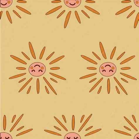 Premium Vector | Hand drawn cute sun pattern in groovy style stylish ...