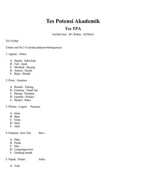 Tes potensi akademik | DOCX