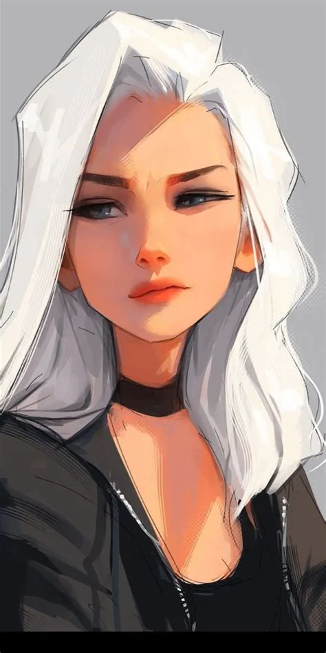 white hair giving a sass look | Digital art girl, Digital portrait art ...
