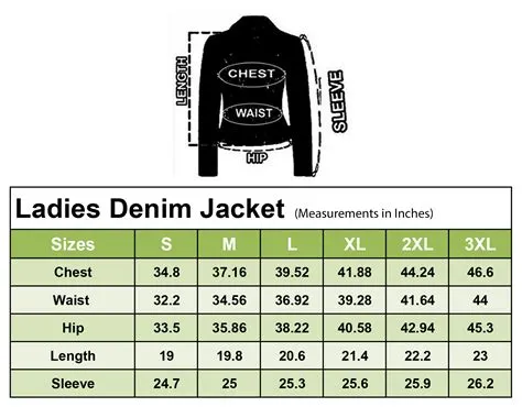 Size Chart For Denim Jacket at Marcia Reames blog