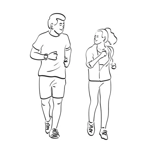 línea arte corriendo pareja jogging entrenamiento ilustración vector ...
