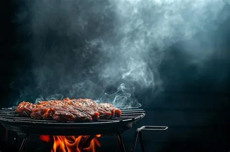 Premium Photo | Dark Background Grill With Smoky Bbq Aesthetic Ideal ...