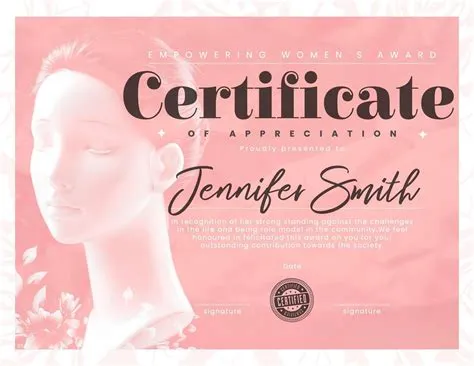 Empowering Women's Award Certificate of Appreciation Template 41769030 ...