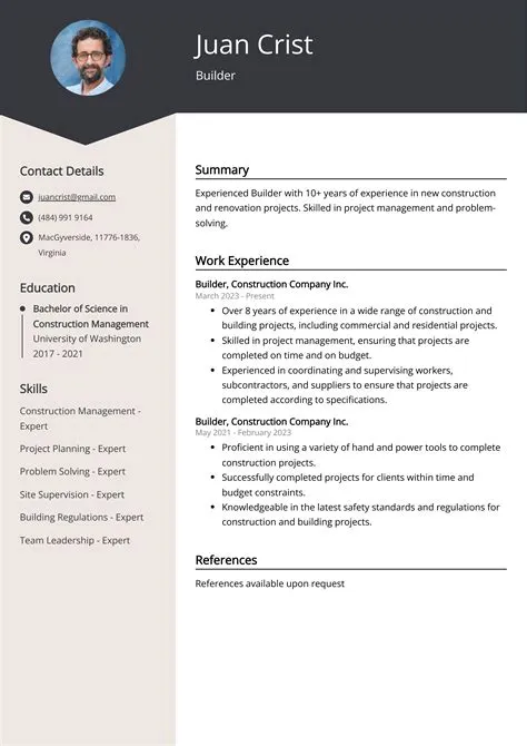 Builder Resume Example for 2025