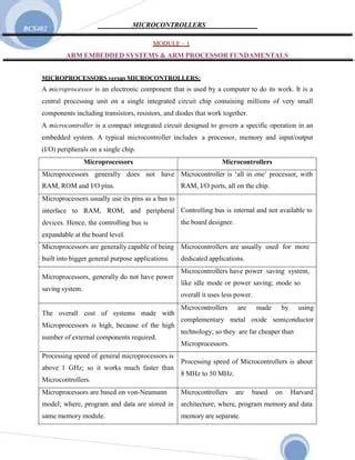 BCS402 MICROCONTROLLERS MODULE 1 | PDF