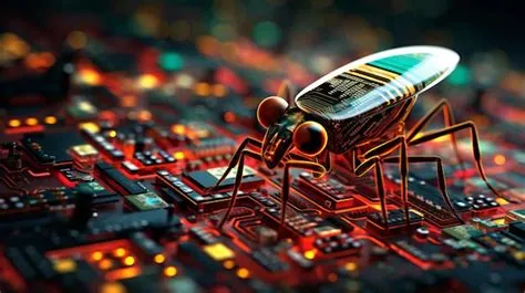 Premium AI Image | Close up view to computer bug perched on microchip ...