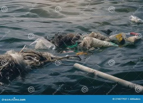 Littering and Pollution of the Sea. Plastic Bags, Bottles, Cans ...