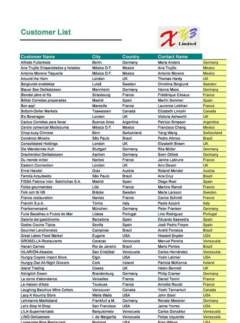 50 FREE Customer List Templates (Excel & Word) ᐅ TemplateLab