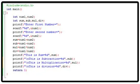 Program to perform arithmetic operations - C Programming