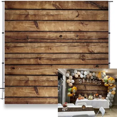 Amazon.com : Wood Backdrop for Party Photography Wooden Backdrop 8x8ft ...