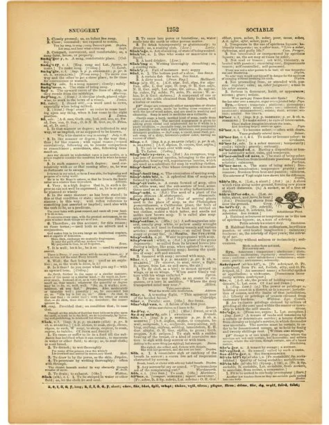 Page De Dictionnaire Vintage