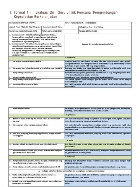 Evaluasi Diri Guru SMPN 25 Malang | PDF
