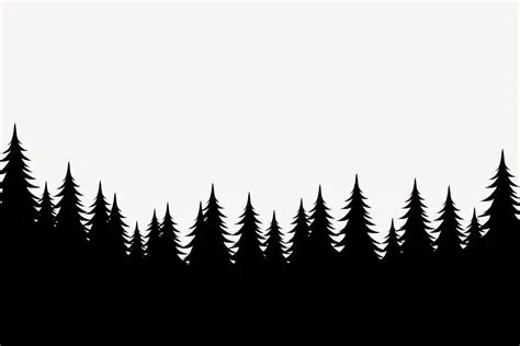 Pine Forest Silhouette Clipart - Nature Background Vector