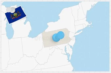 Map of Pennsylvania with a Pinned Blue Pin. Pinned Flag of Pennsylvania ...