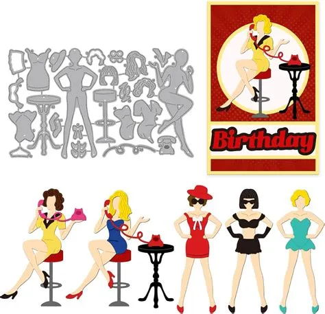 GLOBLELAND Fashion Women Cutting Dies Metal Pinup People Lady Die Cuts ...