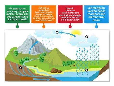 proses terjadinya hujan (siklus air) - Labelled diagram