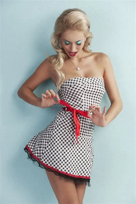 Sensual Pin Girl Up Playing With Ribbon Stock Photo - Image of blond ...