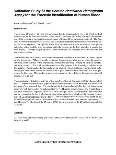 Validation Study of Seratec HemDirect Hemoglobin Assay | PDF ...